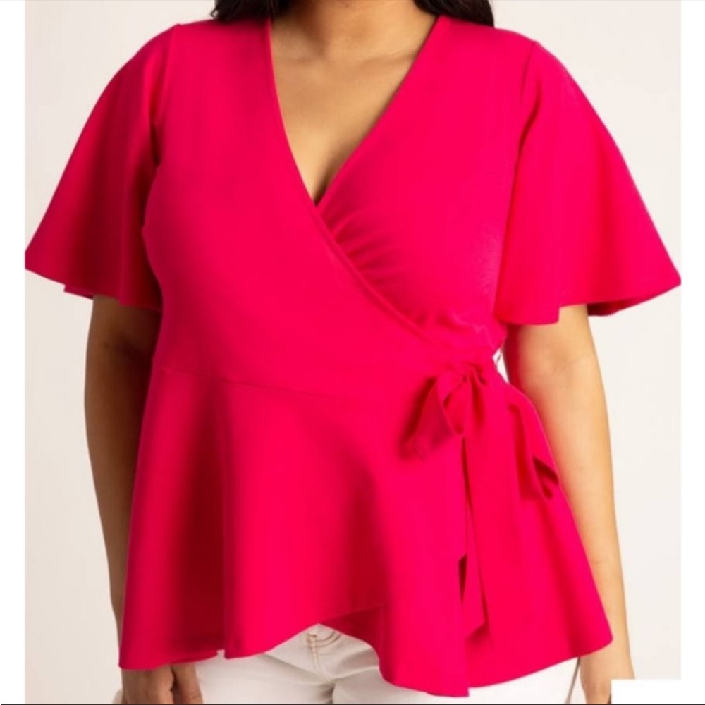 ELOQUII Peplum Wrap Shirt